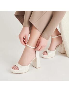Dolce Vita Pandro Pearl Heels True White Satin - Size 12 Standard Womens
